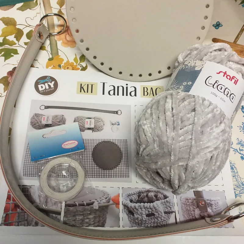Kit borse uncinetto fettuccia ciniglia accessori ecopelle, spiegazioni