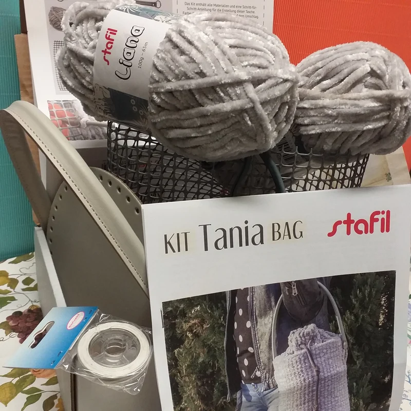Kit borse uncinetto fettuccia ciniglia accessori ecopelle, spiegazioni
