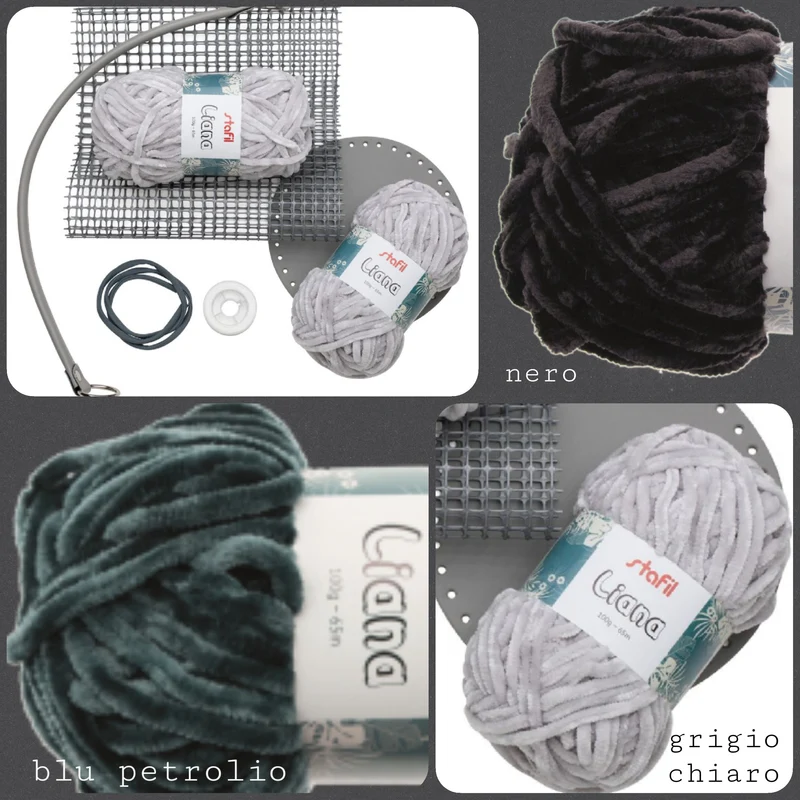 Kit borse uncinetto fettuccia ciniglia accessori ecopelle, spiegazioni