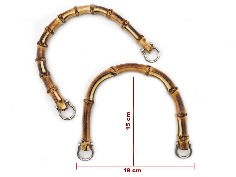 Manici in bamboo con ganci per borse fai da te | 19x15 cm | cf 2 pz