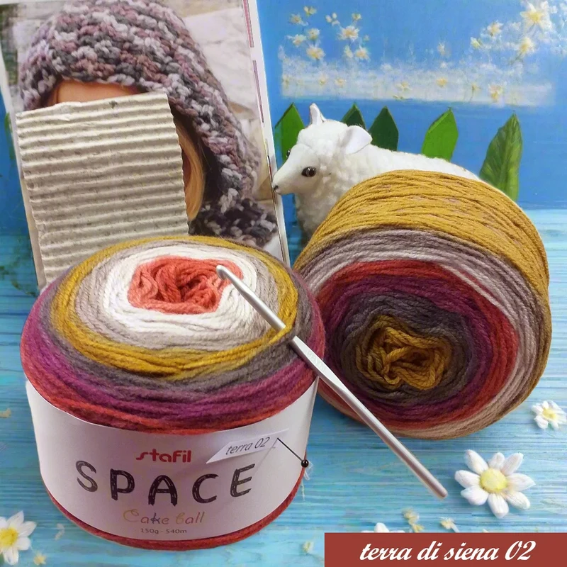 Lana multicolore sfumata uncinetto maglia vendita gomitolo, kit schemi