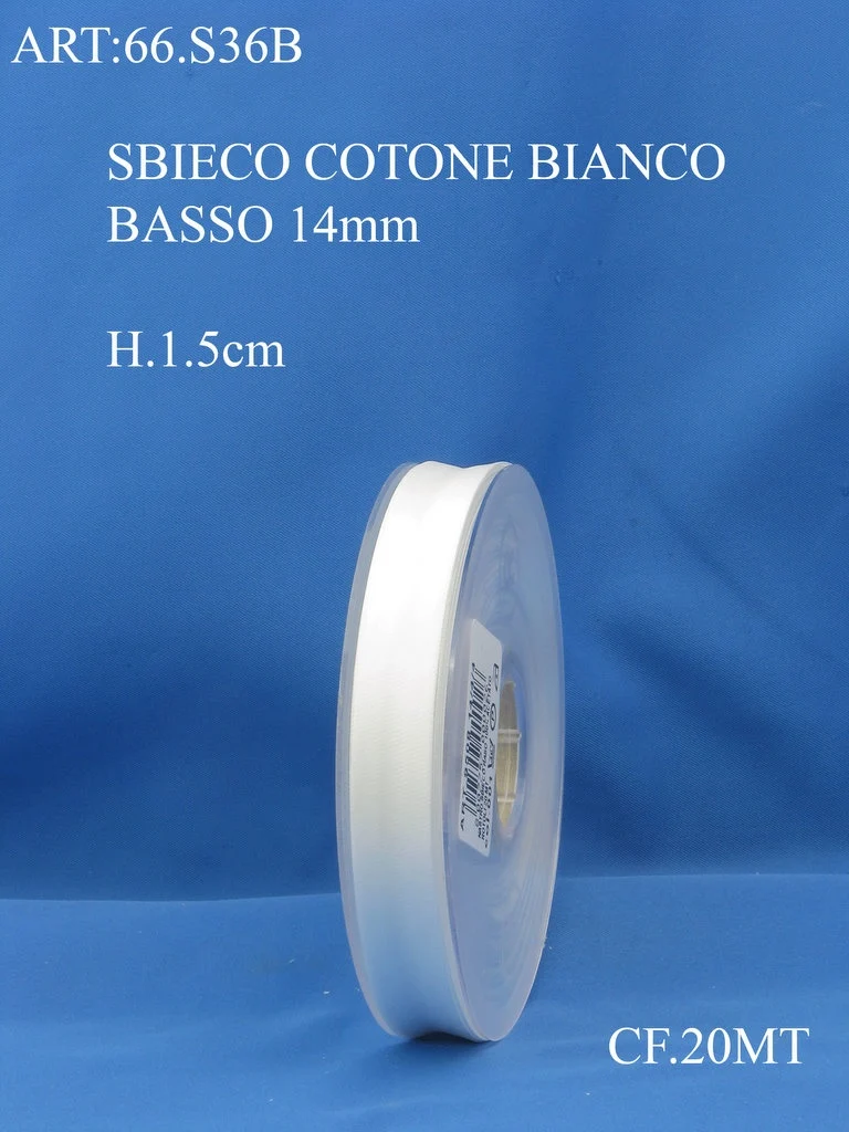 Sbieco cotone basso bianco 14mm cf20 mt