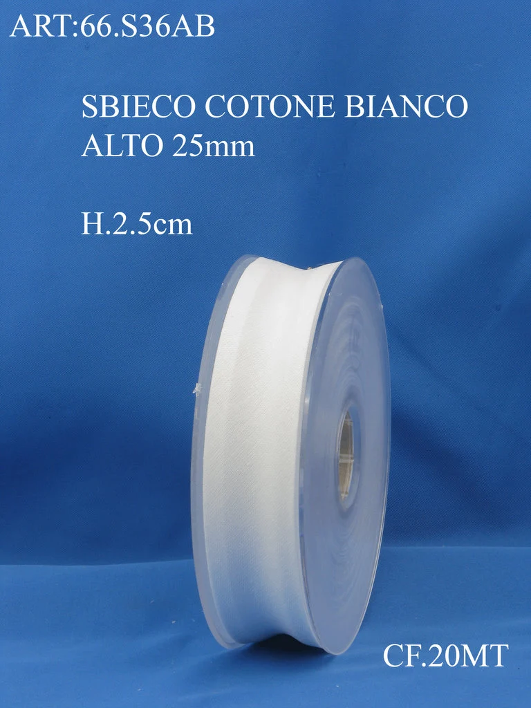 Sbieco cotone alto bianco 25mm cf20 mt