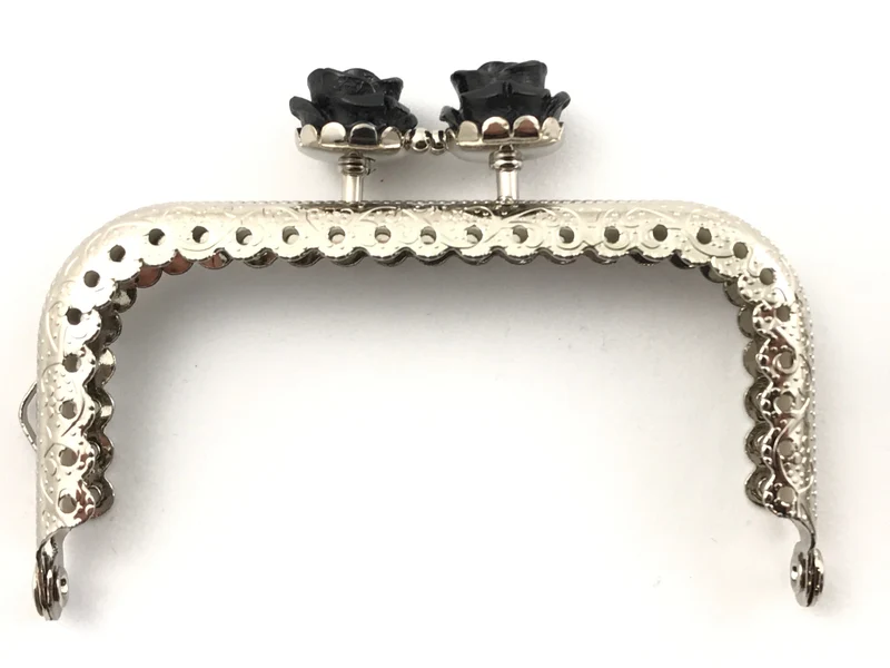 Chiusura clic clac retta fiore argento per borse | 8,5 cm | cf 1 pz
