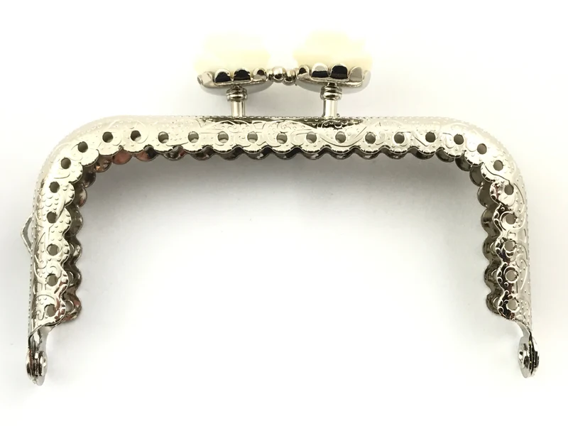 Chiusura clic clac retta fiore argento per borse | 8,5 cm | cf 1 pz