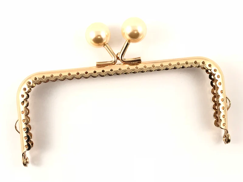 Chiusura clic clac retta pallino oro per borse | 12,5 cm | cf 1 pz