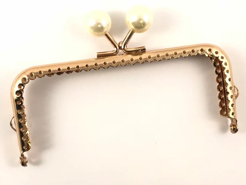 Chiusura clic clac retta pallino oro per borse | 12,5 cm | cf 1 pz