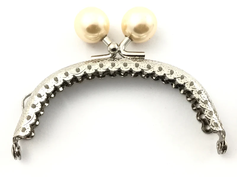 Chiusura clic clac perla argento per borse | 8,5 cm | cf 1 pz