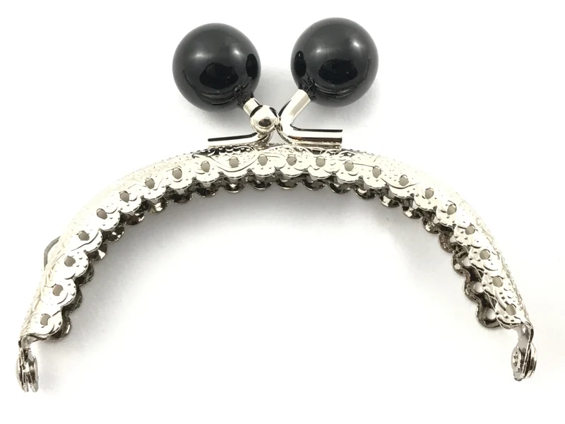 Chiusura clic clac perla argento per borse | 8,5 cm | cf 1 pz