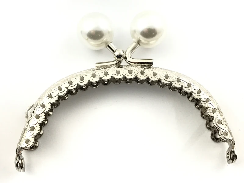 Chiusura clic clac perla argento per borse | 8,5 cm | cf 1 pz