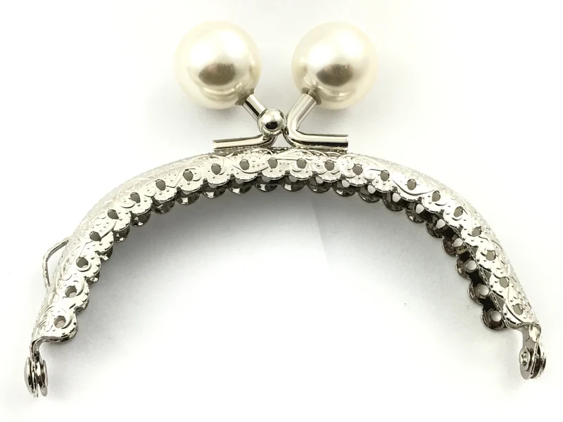Chiusura clic clac perla argento per borse | 8,5 cm | cf 1 pz