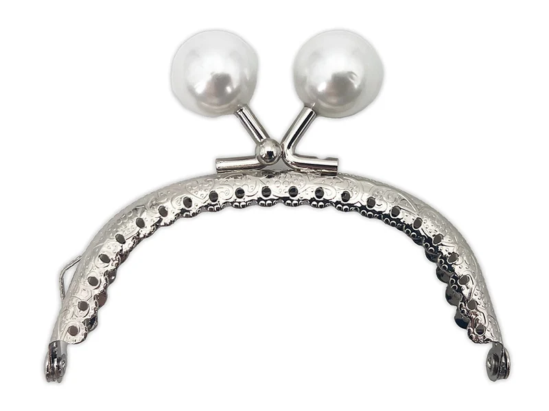 Chiusura clic clac perla argento per borse | 8,5 cm | cf 1 pz