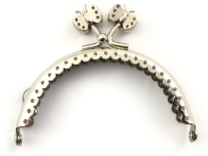 Chiusura clic clac farfalla argento per borse | 8,5 cm | cf 1 pz | tre sfere