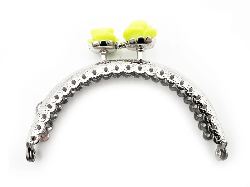 Chiusura clic clac fiore argento per borse | 8,5 cm | cf 1 pz | tre sfere