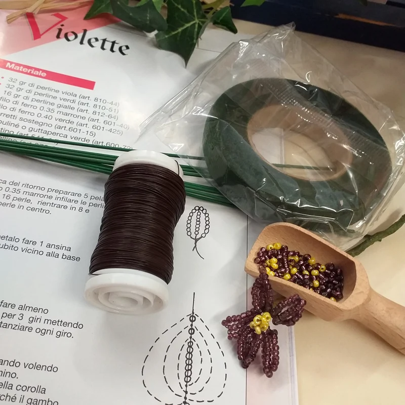 Violette kit perline conteria fai da te con filo istruzioni guttaperca
