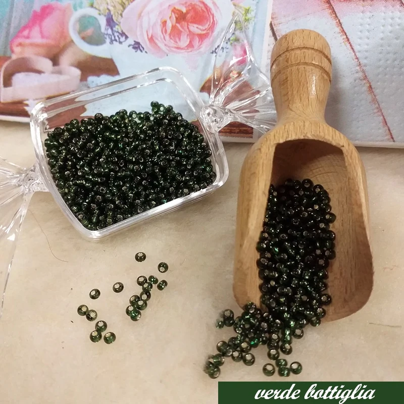 Conteria perline vetro argento Natale Stafil negozio a peso 16-100 g