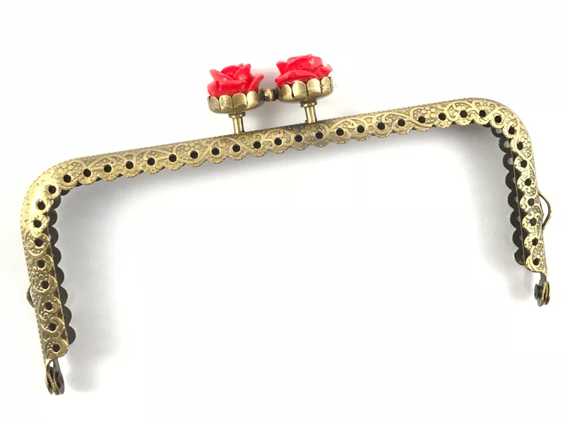 Chiusura clic clac retta fiore bronzo per borse | 12,5 cm | cf 1 pz