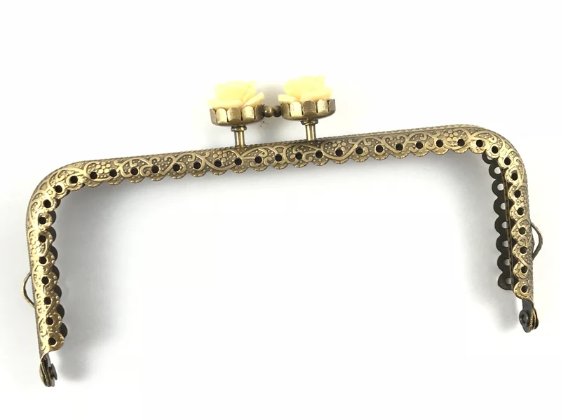 Chiusura clic clac retta fiore bronzo per borse | 12,5 cm | cf 1 pz