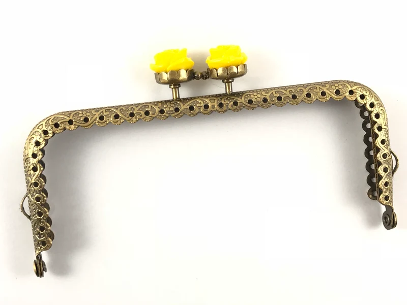 Chiusura clic clac retta fiore bronzo per borse | 12,5 cm | cf 1 pz