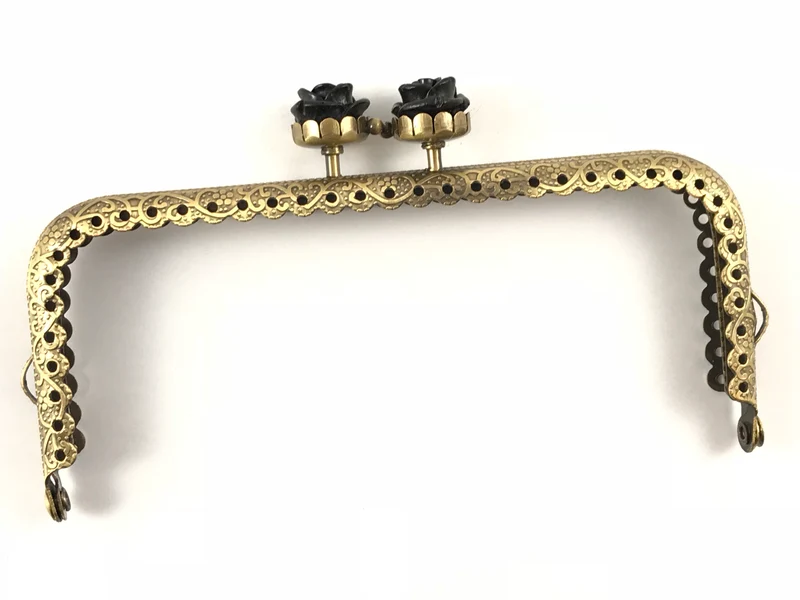 Chiusura clic clac retta fiore bronzo per borse | 12,5 cm | cf 1 pz