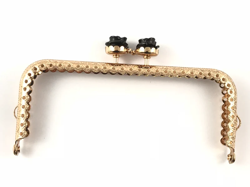 Chiusura clic clac retta fiore oro per borse | 12,5 cm | cf 1 pz