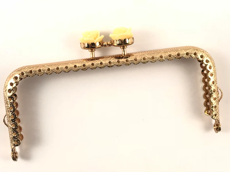 Chiusura clic clac retta fiore oro per borse | 12,5 cm | cf 1 pz