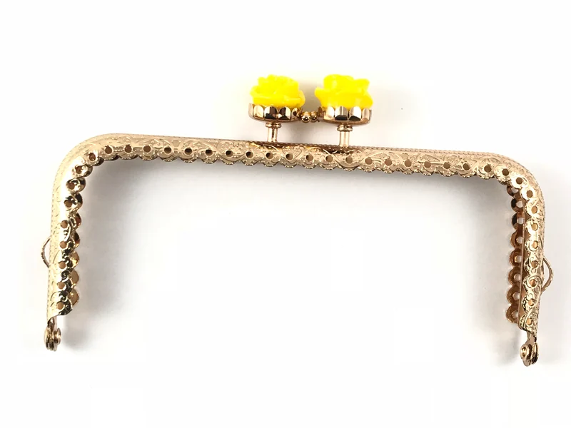 Chiusura clic clac retta fiore oro per borse | 12,5 cm | cf 1 pz