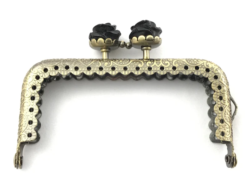 Chiusura clic clac retta fiore bronzo per borse | 8,5 cm | cf 1 pz