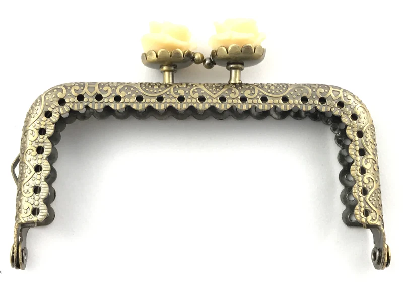 Chiusura clic clac retta fiore bronzo per borse | 8,5 cm | cf 1 pz