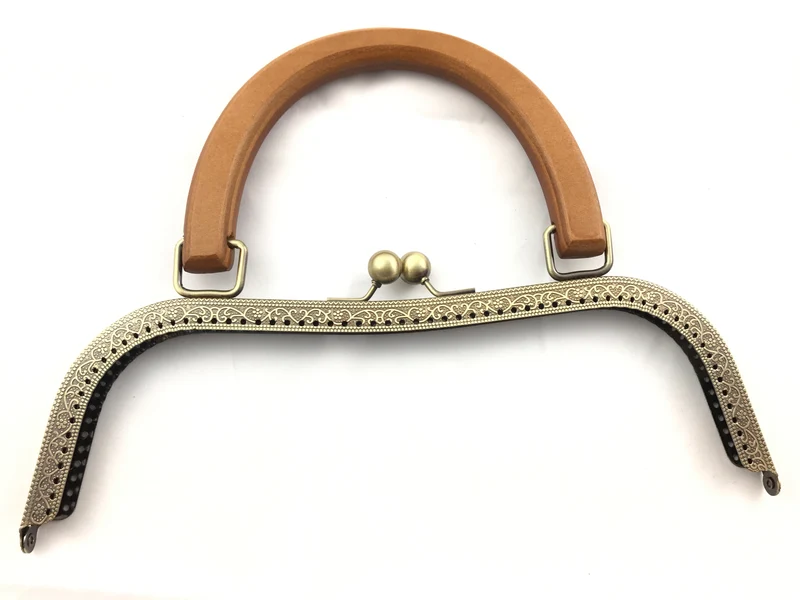 Chiusura clic clac legno grande per borse | 26 cm | cf 1 pz | tre sfere