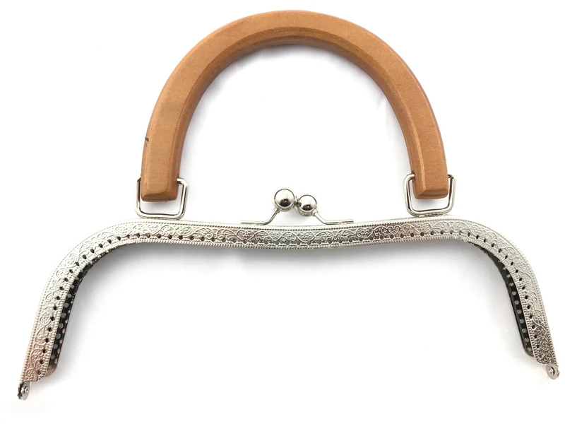 Chiusura clic clac legno grande per borse | 26 cm | cf 1 pz | tre sfere