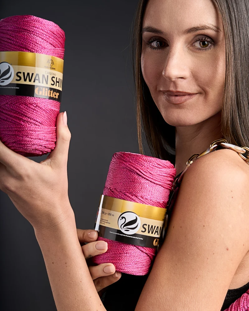 Cordino shiny glitter swan | cf 250 gr | 85% polipropilene 15% lurex