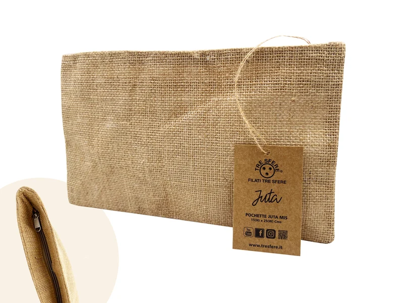 Pochette in juta con zip | 25x15 cm | astuccio e borsa fai da te
