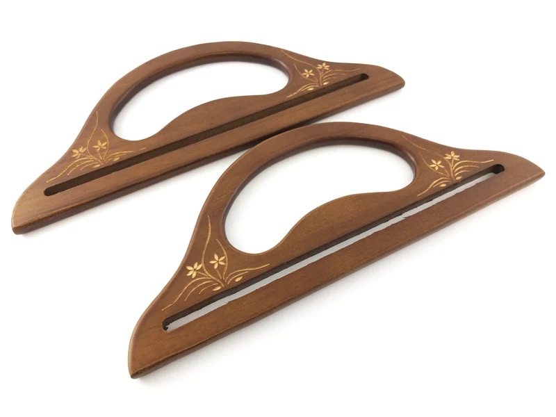 Manici in legno per borse uncinetto mod. 23 | 28x10,5 cm | cf 2 pz
