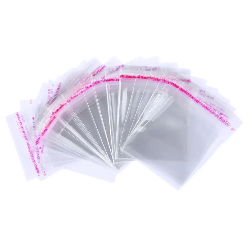 Buste plastica 7x6 con chiusura adesiva cf.50 pz