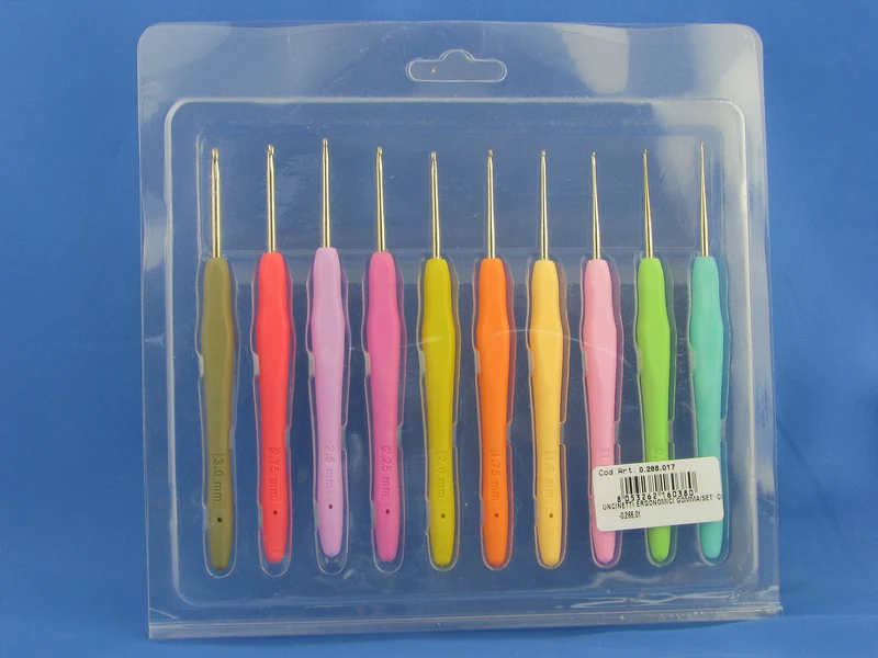 Set uncinetti ergonomici in gomma per cotone | confezione 10 pz