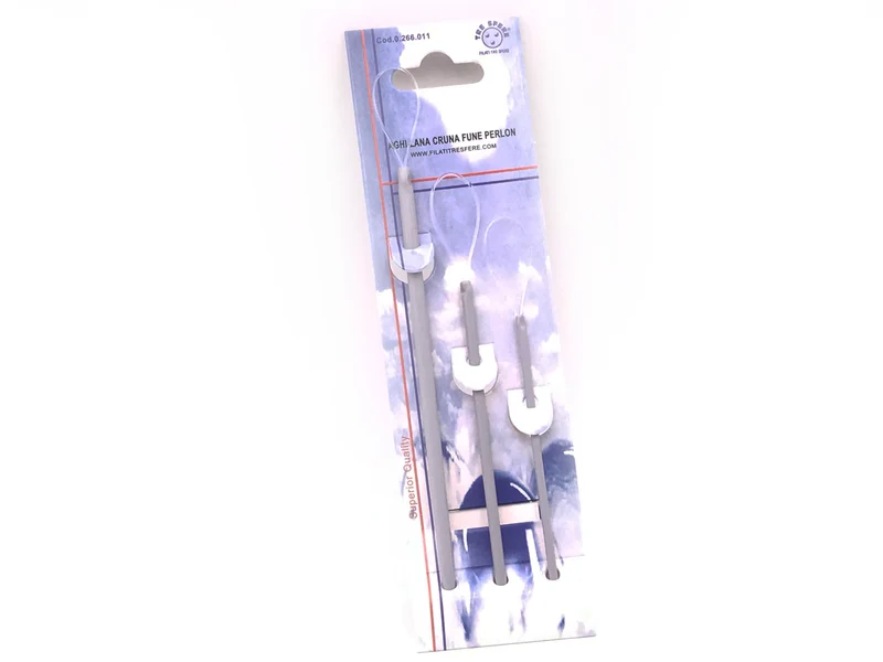 Set 3 aghi lana con cruna perlon flessibile