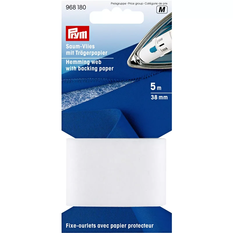 Prym Saumvlies mit Trägerpapier zum Einbügeln 38mm weiß