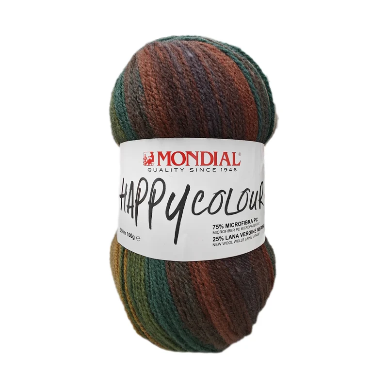 Happy Colour Mondial 100g – Filato Misto Lana Merino e Microfibra Multicolor 350m