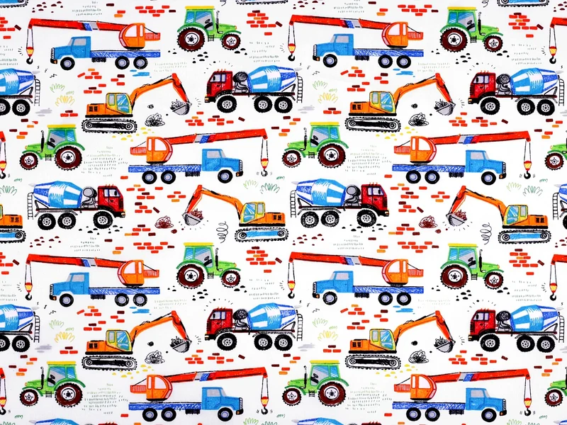 Baumwollstoff LKW und Baufahrzeuge