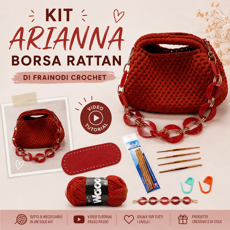 KIT ARIANNA - BORSA TECNICA RATTAN DI Frainodi Crochet