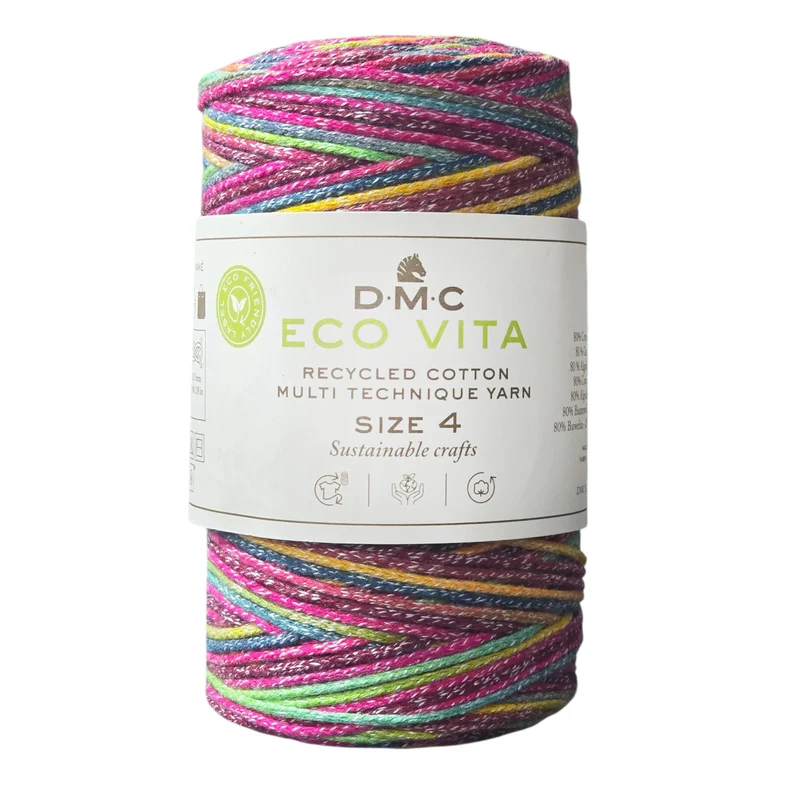 DMC Eco Vita 4 Sfumato – Cordino in Cotone Riciclato 250g per Uncinetto e Borse