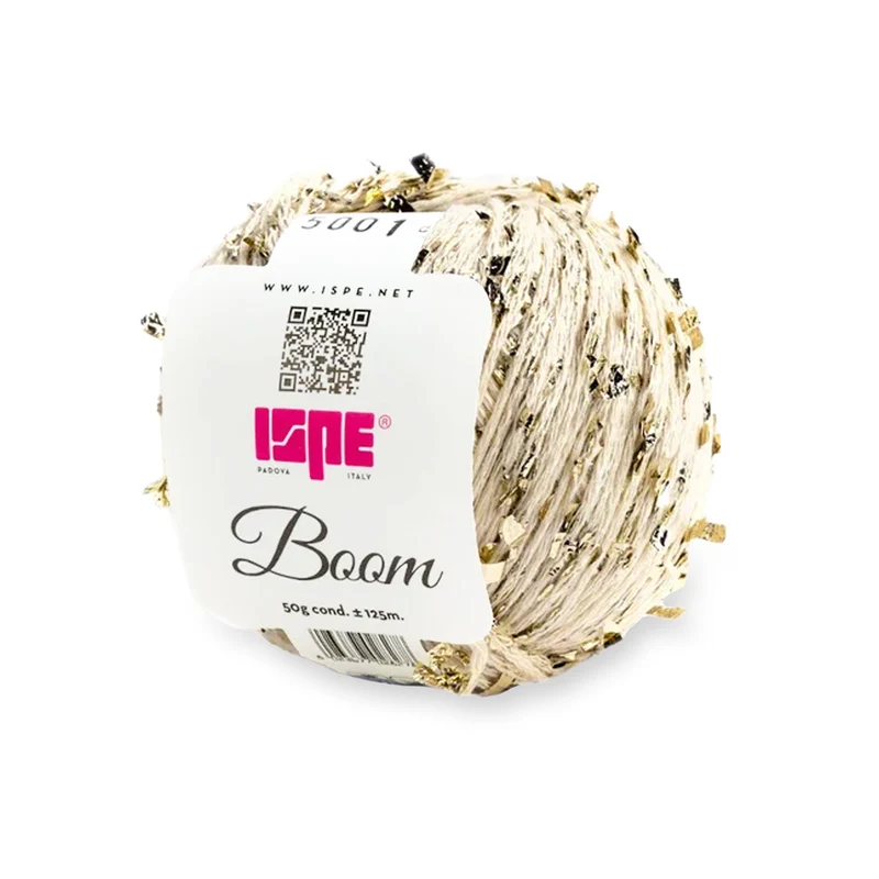Filato Boom ISPE con Fibra Metallica 50g 125m - Cotone Lurex per Ferri e Uncinetto
