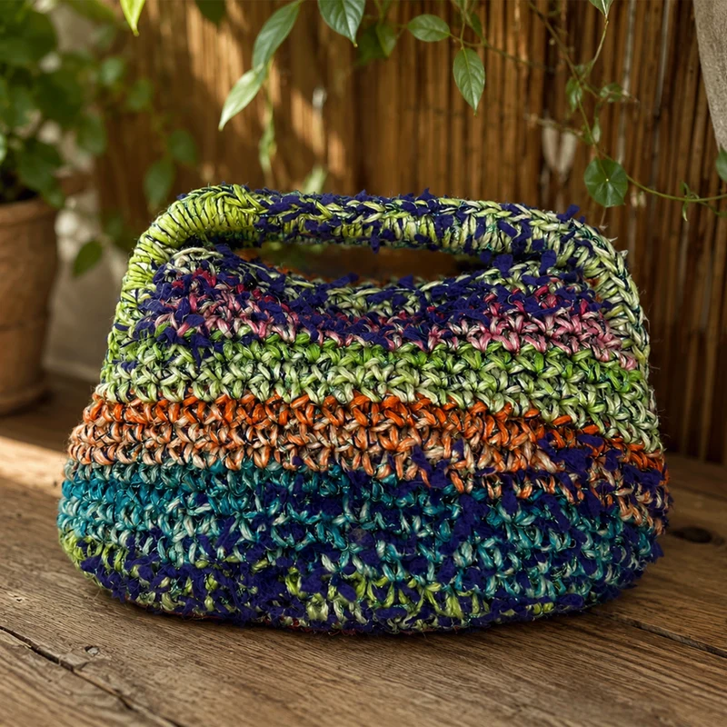 Fettuccia Frizzy Bag Miss Tricot Filati con Juta e Lurex