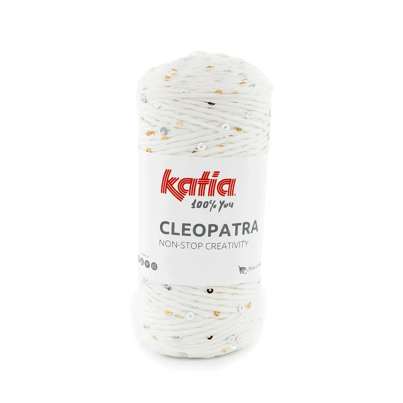 Filato Katia Cleopatra con Paillettes Oro e Argento – Cotone Luminoso per Top, Cappelli e Accessori Glam