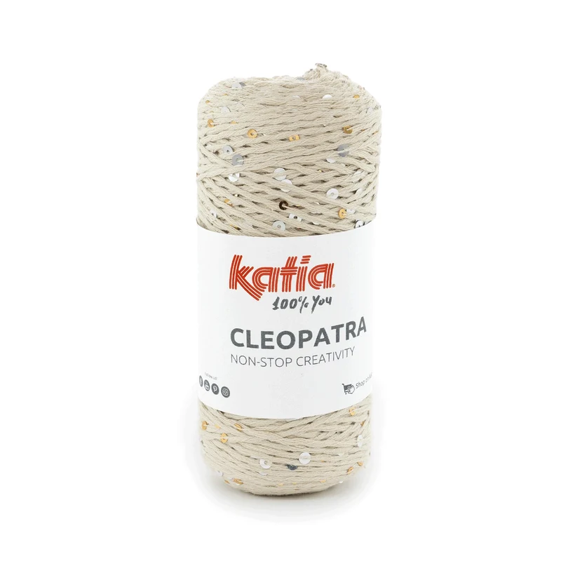 Filato Katia Cleopatra con Paillettes Oro e Argento – Cotone Luminoso per Top, Cappelli e Accessori Glam