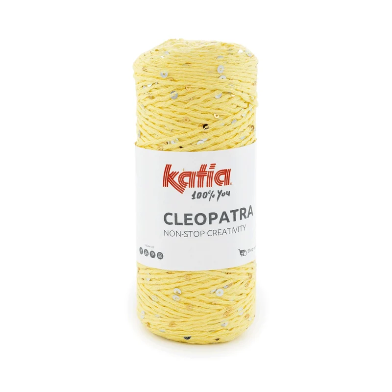 Filato Katia Cleopatra con Paillettes Oro e Argento – Cotone Luminoso per Top, Cappelli e Accessori Glam