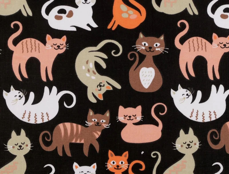 Baumwollstoff Katzen 1