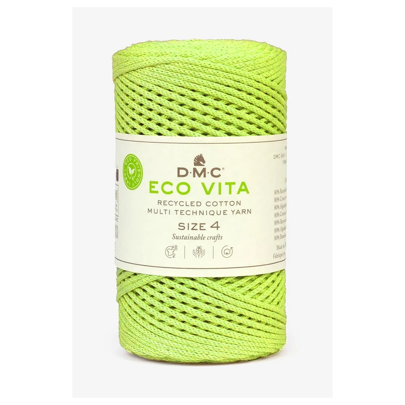DMC Eco Vita 4 – Cordino in Cotone Riciclato 250g per Uncinetto e Borse