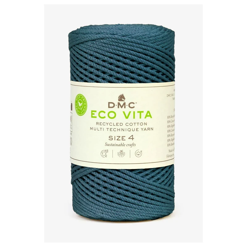 DMC Eco Vita 4 – Cordino in Cotone Riciclato 250g per Uncinetto e Borse